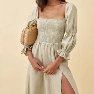 Reformation Hyland Linen Midi Dress